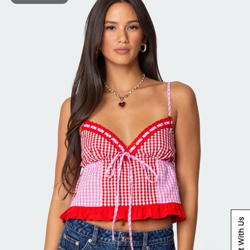 Edikted Joanne Mixed Gingham Tank Top